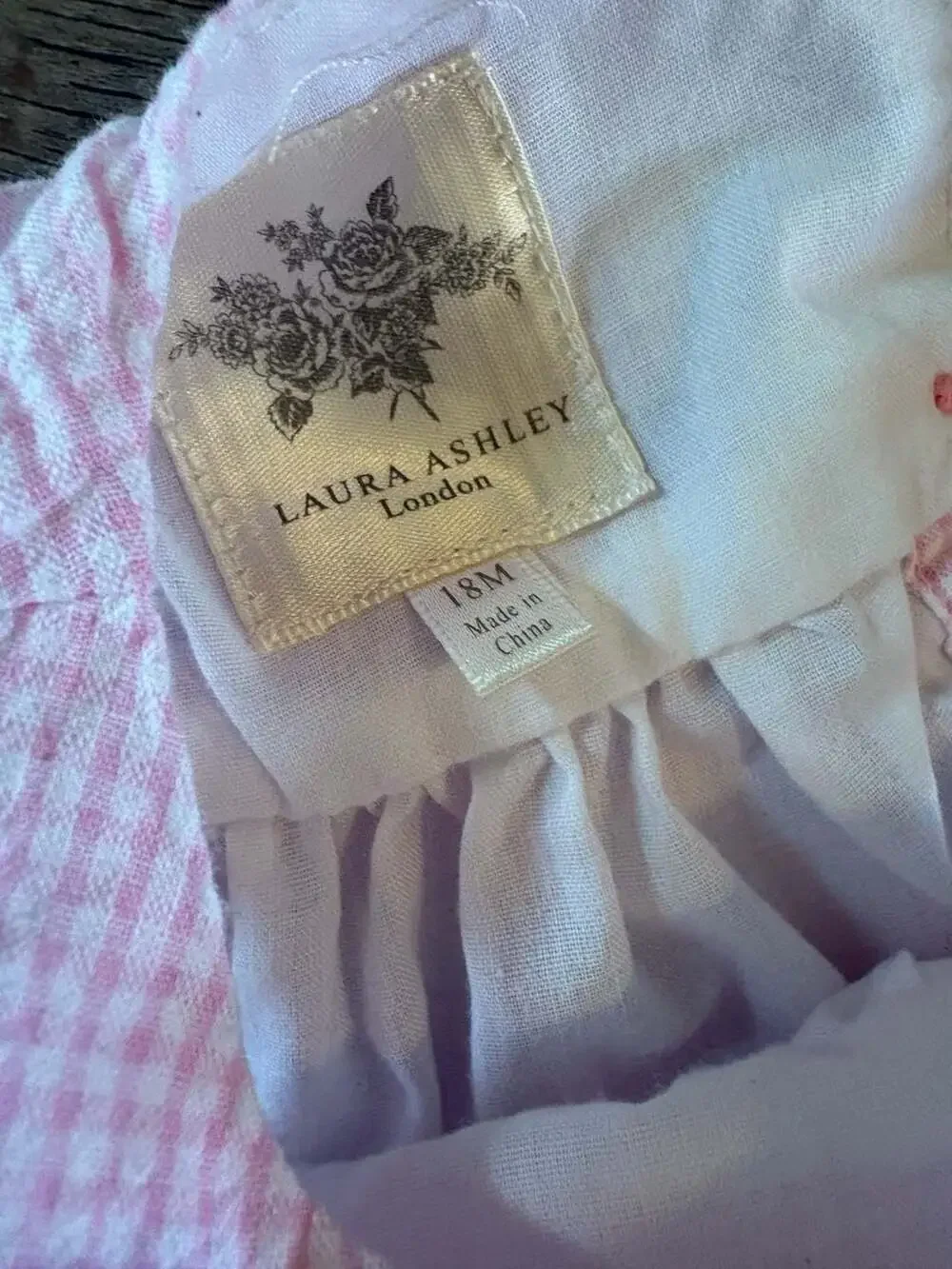 Laura Ashley London Pink Gingham Seersucker Dress 18M
